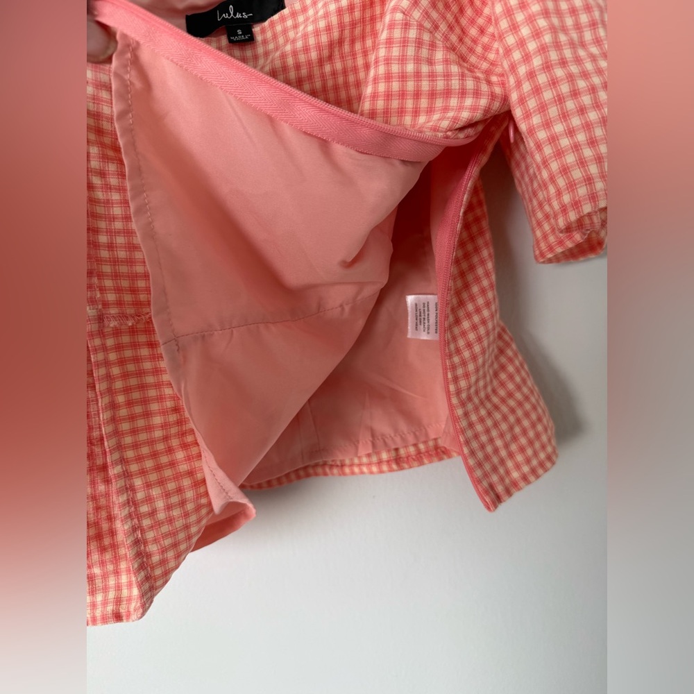 Lulus Blushin' Babe Pink Gingham Ruched Puff Sleeve Top - Picture 10 of 17